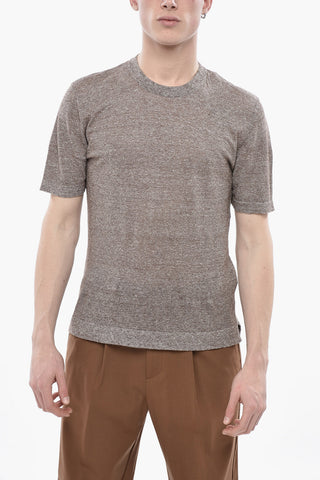 Rundhals-T-Shirt Aus Leinen Und Baumwolle