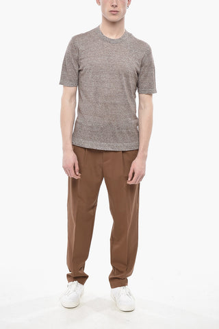 T-Shirt Girocollo in Lino e Cotone