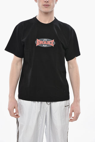Rundhals-T-Shirt Einfarbig Mit Aufgedrucktem Logo