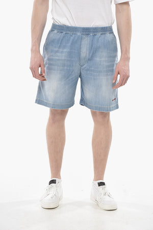 Stretch-Denim Boxer Shorts with Elastic Waist