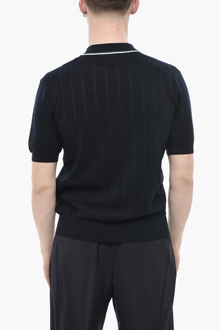 Cotton Polo with Chest Pocket and Open Collar
