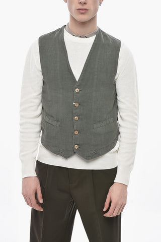 Linen Gilet DOMINIQUE with V-Neck