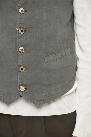 Linen Gilet DOMINIQUE with V-Neck