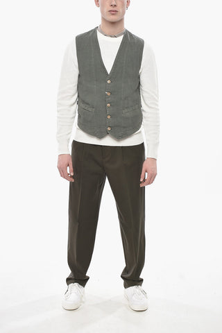 Linen Gilet DOMINIQUE with V-Neck