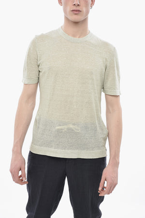 Rundhals-T-Shirt Aus Leinenmischung