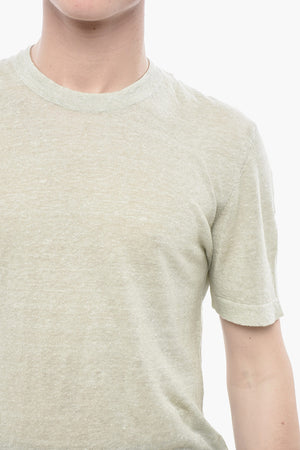 Rundhals-T-Shirt Aus Leinenmischung