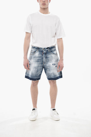 Regular-Rise Distressed-Effect Shorts