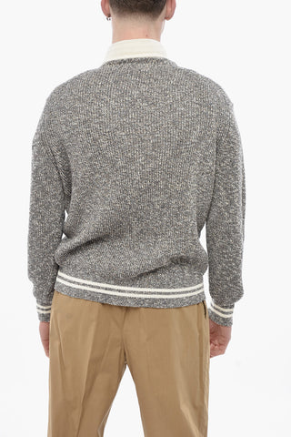 Cardigan in Misto Cotone con Scollo a V 