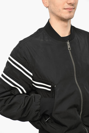 Reversible Solid-Color Bomber with Contrast Bands and Zip Closure