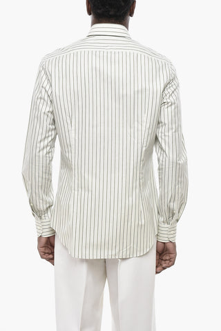 Cotton Poplin Striped Shirt with French Collar
