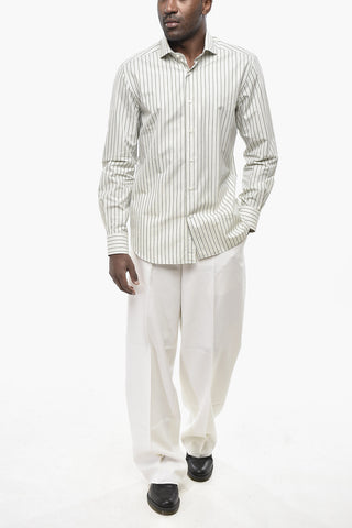 Cotton Poplin Striped Shirt with French Collar