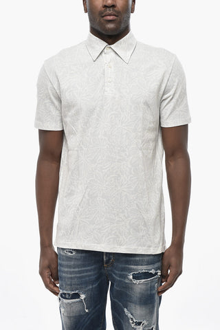 Cotton Poplin Polo GREG with Leaf Print