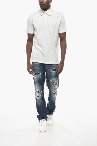 Cotton Poplin Polo GREG with Leaf Print