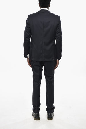 Three-Piece Virgin Wool Suit CERIMONIA with Double Vents, Peak Lapel and Waistcoat