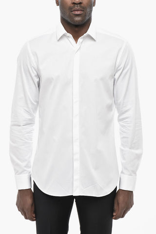 Slim-Fit Cotton Poplin Shirt with Cufflinks