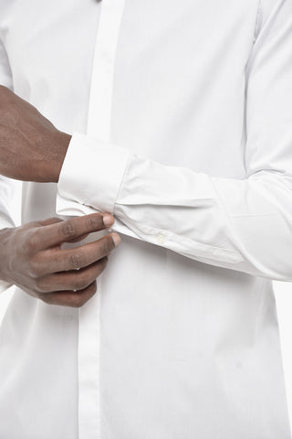 Slim-Fit Cotton Poplin Shirt with Cufflinks