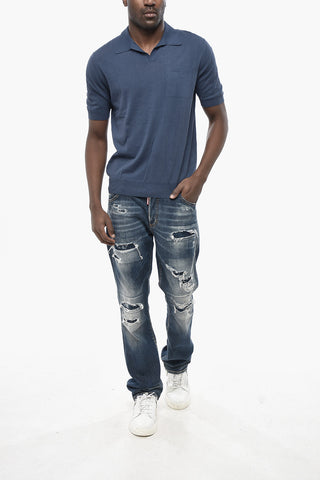 Einfarbiges Poloshirt mit offenem Kragen und Brusttasche