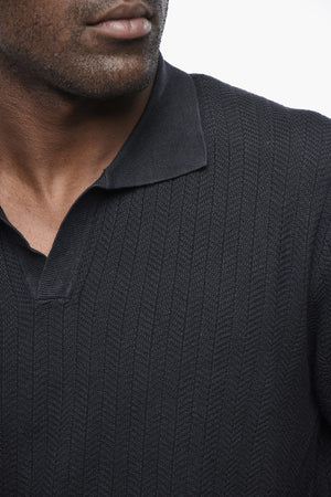 Poloshirt Aus Leinen Und Baumwolle Mit Offenem Kragen Und Chevron-Muster