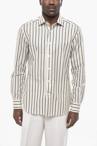 Striped Cotton Poplin Shirt With French Collar