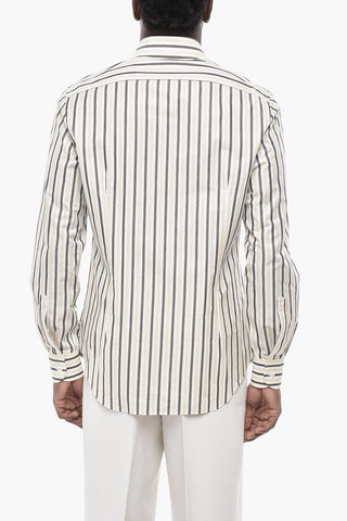 Striped Cotton Poplin Shirt With French Collar