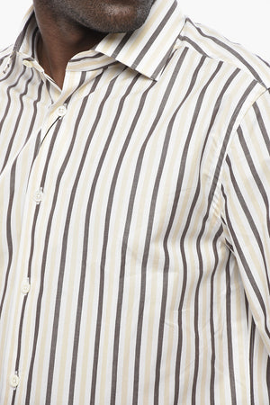 Striped Cotton Poplin Shirt With French Collar