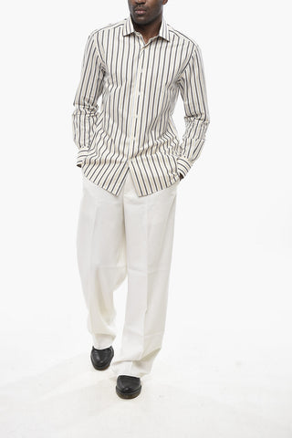 Striped Cotton Poplin Shirt With French Collar