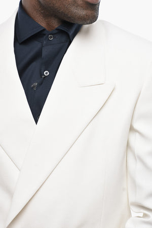 Mohair-Blend Double-Breasted Blazer With Peak Lapel