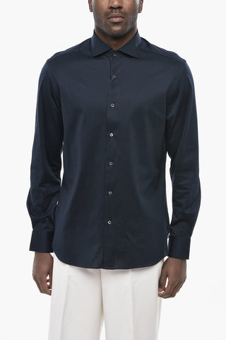 Cotton Jersey Shirt with French Collar