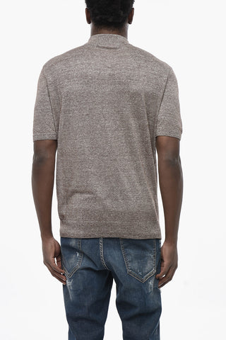 Polo a 3 Bottoni in Cotone e Lino