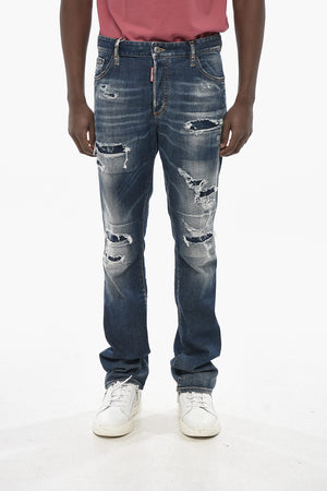 Jeans Distressed con Bottoni Logati 21cm