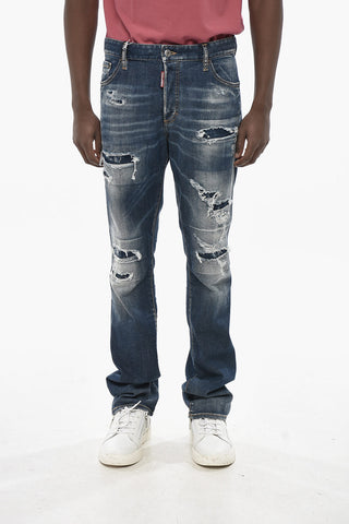 Jeans Distressed con Bottoni Logati 21cm
