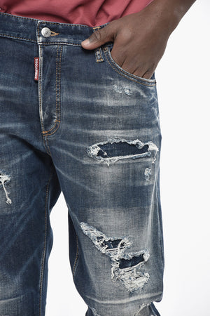 Jeans Distressed con Bottoni Logati 21cm