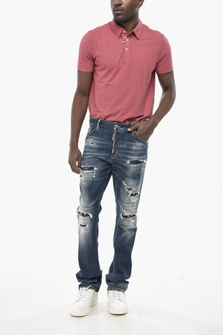 Jeans Distressed con Bottoni Logati 21cm