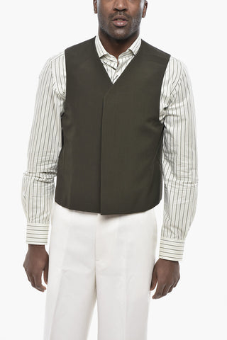 Double-Breasted Wool Vest with Concealed Button Closure