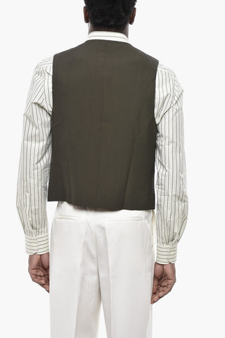 Double-Breasted Wool Vest with Concealed Button Closure