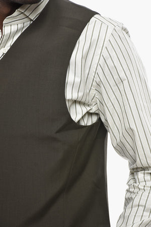 Double-Breasted Wool Vest with Concealed Button Closure