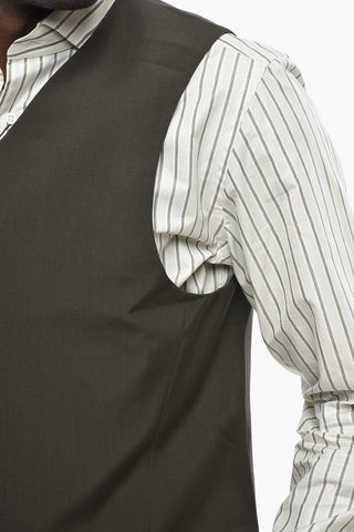 Double-Breasted Wool Vest with Concealed Button Closure