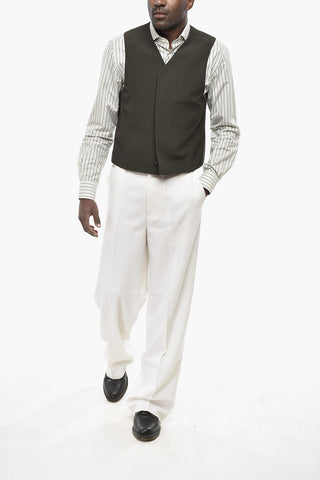 Double-Breasted Wool Vest with Concealed Button Closure