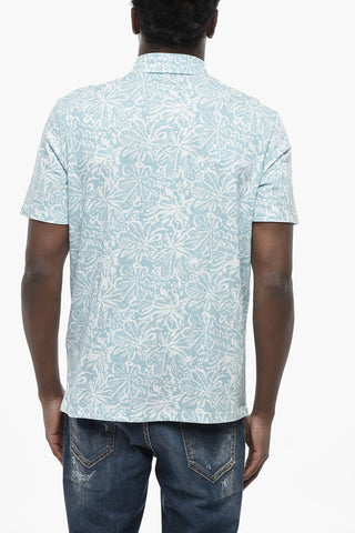 3-Knopf-Poloshirt mit Pflanzenmuster