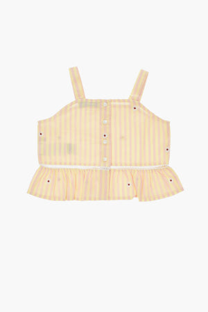 Top a Righe Bicolore con Fiori Ricamati