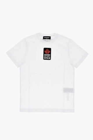 T-Shirt Girocollo RELAX in Tinta Unita con Patch Logata