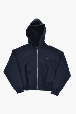 Felpa Hoodie in Cotone con Zip Frontale