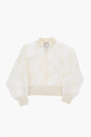 Bomberjacke aus floralem Mesh-Stoff