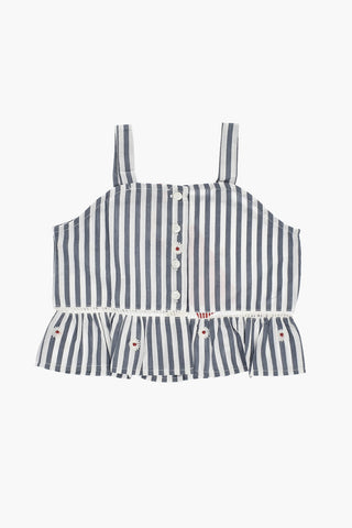 Zweifarbig gestreiftes Top mit bestickten Blumen