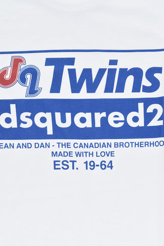 T-shirt Girocollo Slouch Fit a Maniche Lunghe con Maxi Logo Frontale