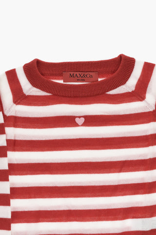 투톤 줄무늬 울 크루넥 스웨터