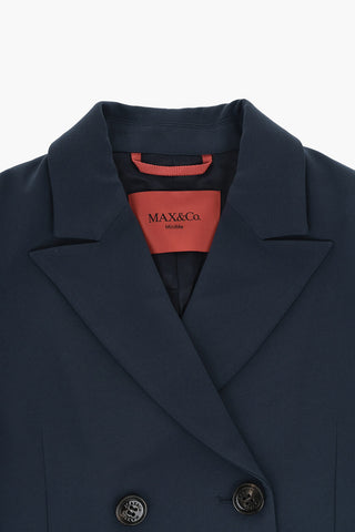 로고 버튼 장식의 더블 브레스트 재킷