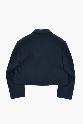 로고 버튼 장식의 더블 브레스트 재킷