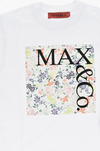 T-Shirt Girocollo in Jersey di Cotone con Patch a Fantasia Floreale