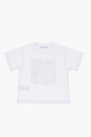 T-Shirt Girocollo in Jersey di Cotone con Patch a Fantasia Floreale